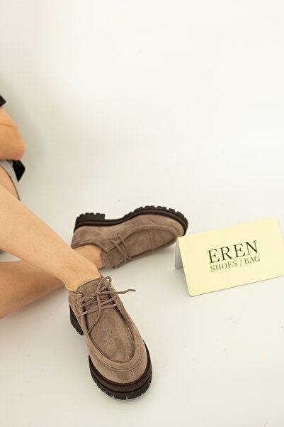 Mammamia 5529 EREN SHOES&BAG Hakikl Deri Süet Bağcıklı Saraçlı Günlük Rahat A...