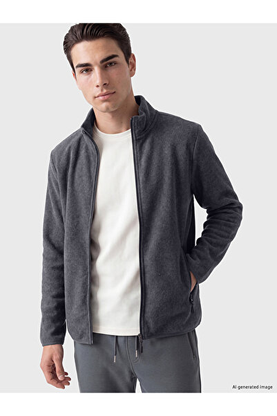LC Waikiki Rmz Gi̇yi̇m Farkiyla Dik Roba Collar Men's Fleece Zipper Sweatshirt