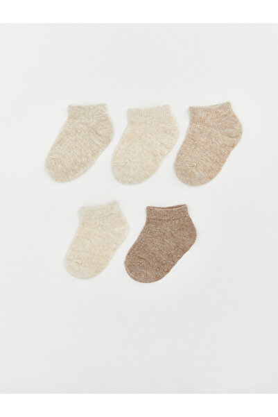 LC Waikiki Nevavm Farkıyla Lcw Baby Beige Plain 5-Pack Baby Boy Booties Socks
