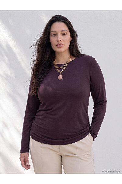 LC Waikiki Two Mt Shop Quality Lcw Curve Purple Combed Cotton Plain Oval Neck...