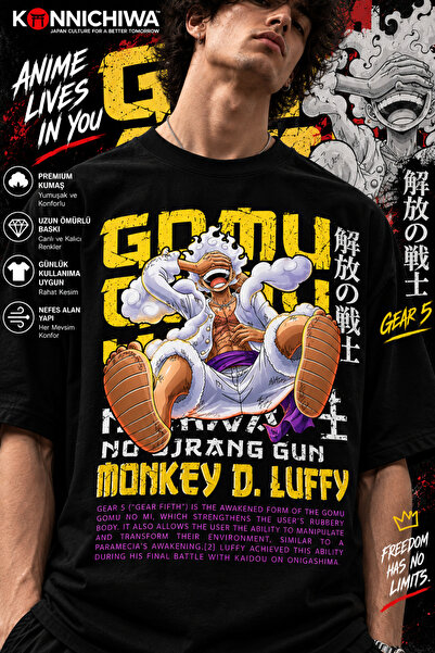 FG KONNİCHİWA One Piece Gear5 Luffy Zoro Shanks Ace Anime T-Shirt Tee Tshirt ...