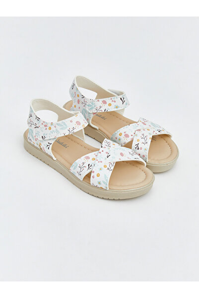 LC Waikiki Vizyon New Season Ecru Cross-Strapped Baby Girl Sandals