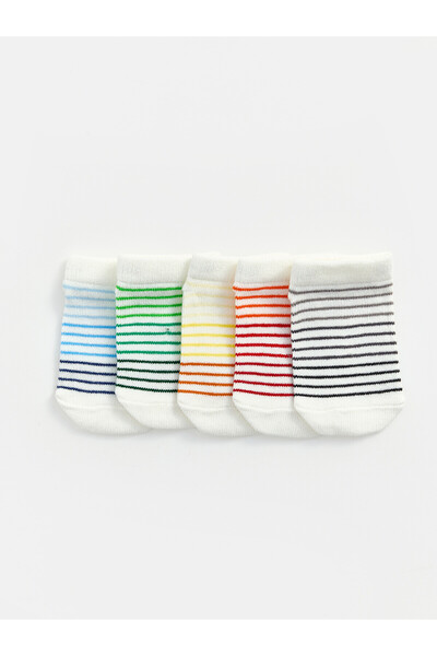 LC Waikiki NEVAVM Farkılıكسيوتي LCW baby White Striped مجموعة من 5 جوارب للأط...