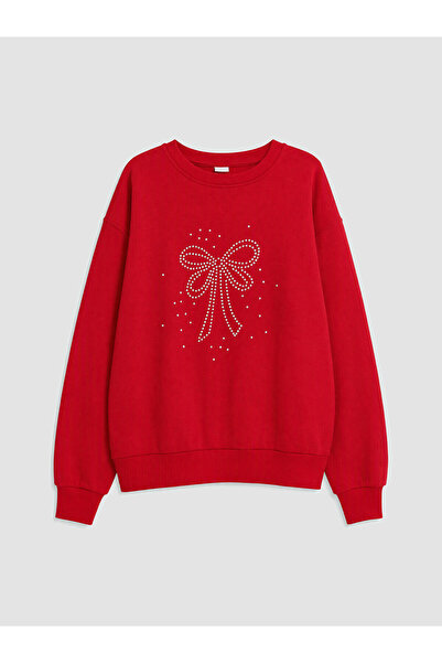 LC Waikiki Texx Store Quality Lcw Kids Red Stone Thick Sweatshirt for Girls