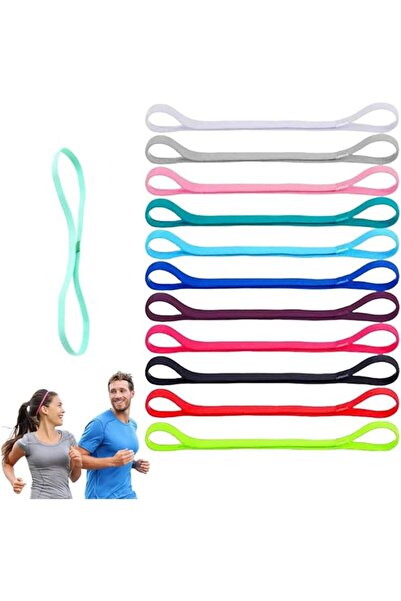 GENERAL 12 Pcs Sports Headband, Elastic Sports Hairbands, Non-Slip Thin Headb...