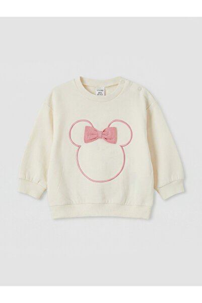 LC Waikiki Alita City Lcw Baby Beige Minnie Mouse Licensed Baby Girl Sweatshi...