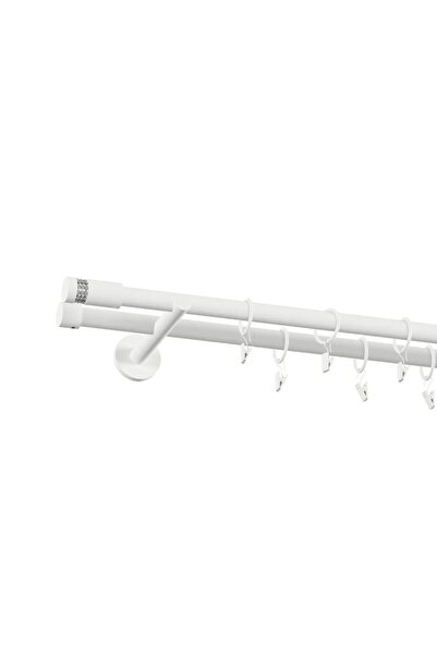 Perdegal Galerie metalica Dios Dubla Moderna 19mmx180cm, cu Inele din Metal, Alb