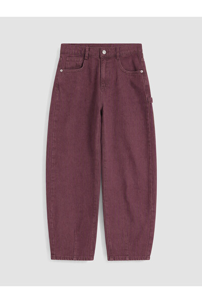 LC Waikiki Two Mt Shop Quality Lcw Kids Burgundy Barrel Fit Girls' Jean Pants