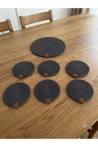 MRK Model 6 Pieces 12cm Round Jute String Coasters Service Lux Presentation C...