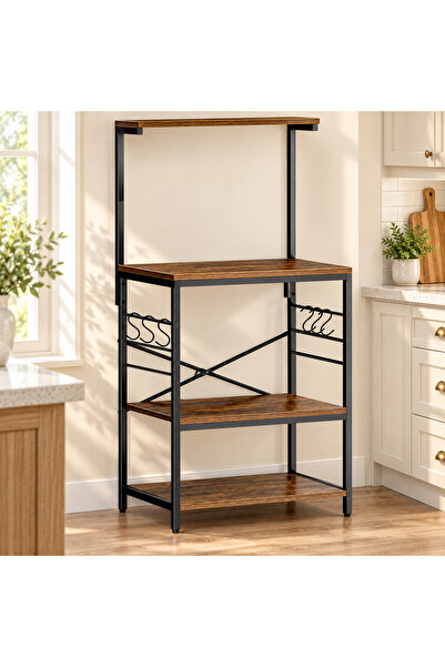 Gogoya Bakers Rack Kitchen Storage Shelf 4-Tier, Microwave Stand Coffee Bar T...