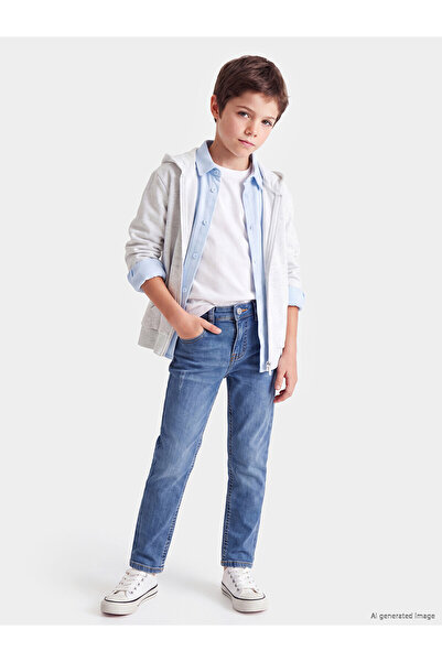 LC Waikiki Two Mt Shop Quality Lcw Kids Indigo Denim Straight Slim & Slim Ela...