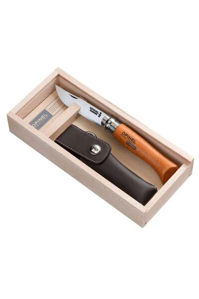 Opinel OP-000815 No.8 Deri Kılıflı Karbon Çelik Bıçak (Özel Kutulu)