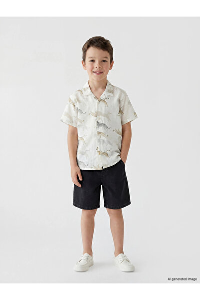 LC Waikiki Ecru Boys' Short Sleeve Poplin Shirt