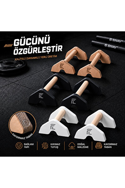 Ahşap Push Up Bar – Dayanıklı Paralel Bar - Şınav Barı (53 cm Siyah ve Beyaz Renkleri)
