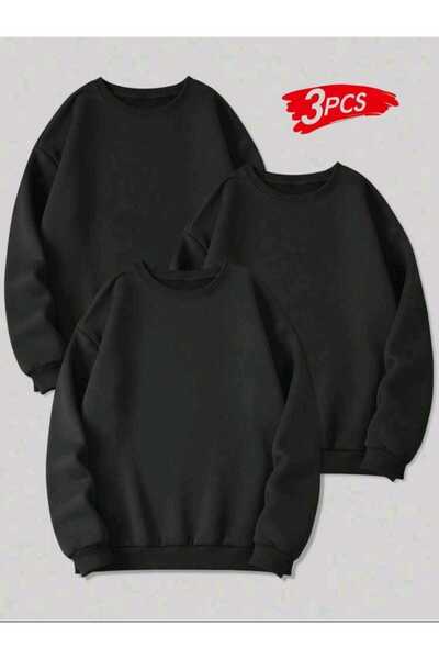 NOFLEN Siyah Renk Oversize Tasarım Baskılı Unisex Sweatshirt