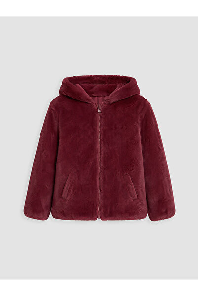 LC Waikiki Two Mt Shop Quality Lcw Kids Burgundy Hooded Girls' Faux Fur Coat