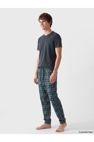 LC Waikiki ملابس نوم رجالية من Özmarka Yeni Sezon Indigo Regular Fit منقوشة
