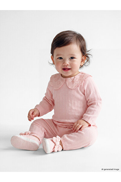 LC Waikiki Nevavm Lcw Baby Pink Baby Collar Girl Baby Jumpsuit with a Difference