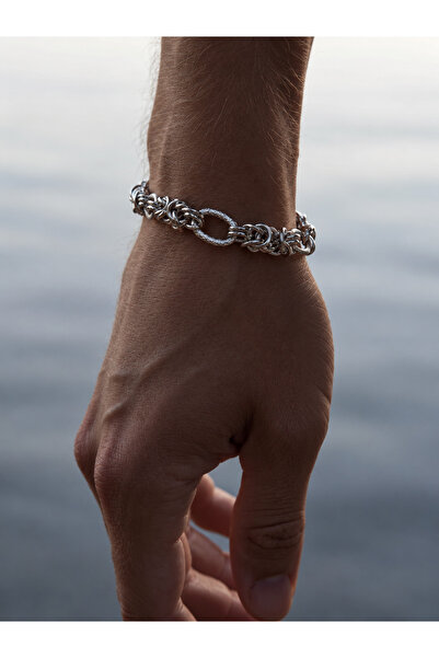pop up store Geometric Detail Steel Men's Bracelet