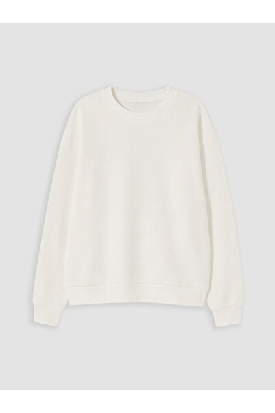 LC Waikiki Peak New Season White Crew Neck Girls' Sweatshirt