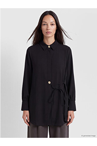 LC Waikiki Black Dobby Women's Shirt Tunic