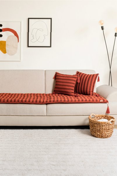 DNC home tekstil Keten Evcil Hayvan Dostu Koltuk Pedi/Koltuk Şiltesi, Yıkanabilir Ölçü Seçenekli, Kırlent Kılıfı Hediyeli
