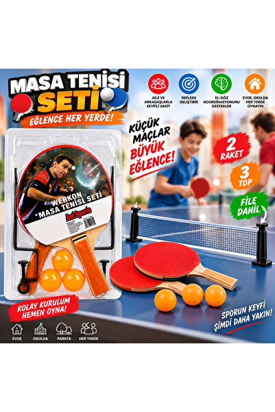 TRUST STORE Table Tennis Set with Net 2 Rackets 3 Balls and Net Fun Ping Pong...