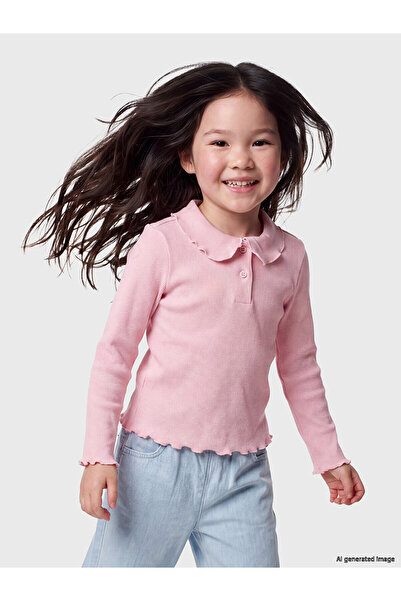 LC Waikiki Two Mt Shop Quality Pink Plain Narrow & Slim Long Sleeve Girls' T-...