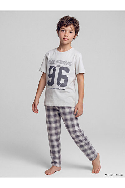 LC Waikiki Peak New Season Gray Printed Boys' Pajama Set