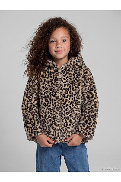 LC Waikiki Two Mt Shop Quality Lcw Kids Brown Hooded Leopard Patterned Girls'...