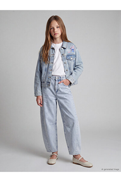 LC Waikiki Two Mt Shop Quality Lcw Kids Blue Barrel Fit Girls' Jean Pants