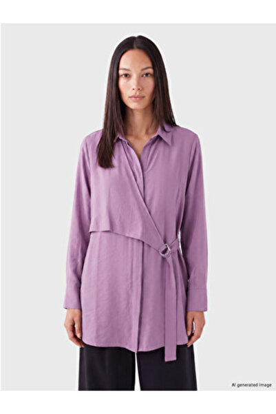 LC Waikiki Pink Modal Blend Tie-Up Women's Shirt Tunic