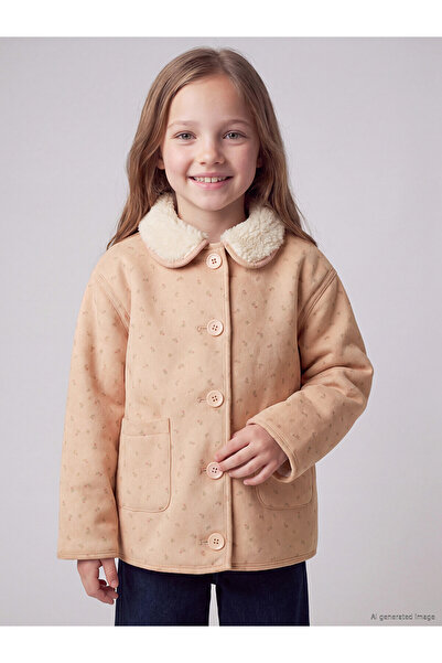 LC Waikiki Lcw Kids Pink Baby Collar Girl's Coat with Nevavm Difference