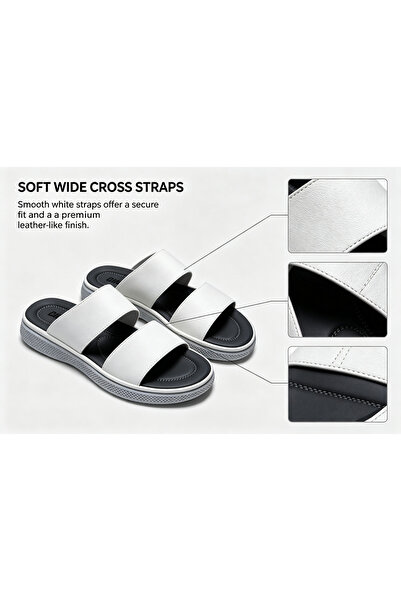 huanhuiwa Men's premium cross-strap slip-on sandals with thick soles, lightwe...