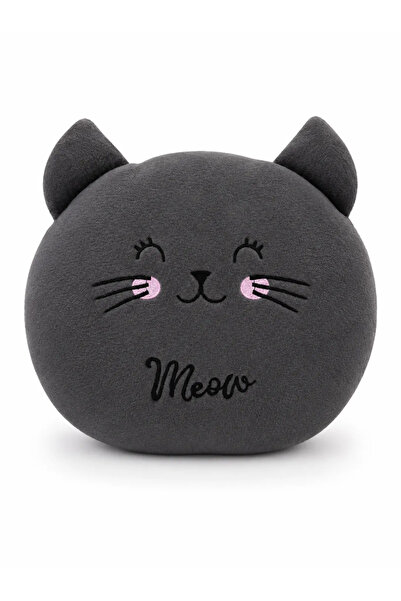 Alışveriş Kasabası Gray Cat Plush Pillow – Soft Plush Toy with Adorable Cat D...