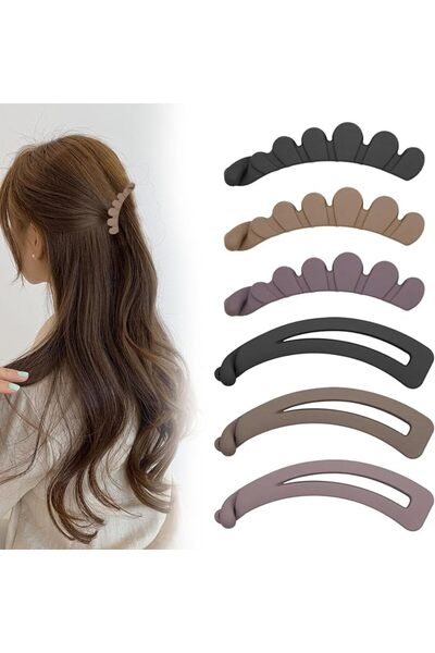 TERRIFI مجموعة من 6 مشابك شعر على شكل موزة، مشابك شعر صغيرة غير لامعة، مشابك ...