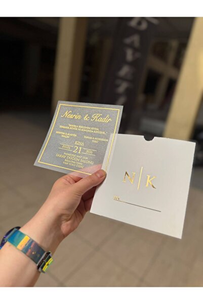 ASEL DAVETİYE Kare şeffaf 14x14 Düğün nişan nikah davetiyesi (50 adet) baskısız