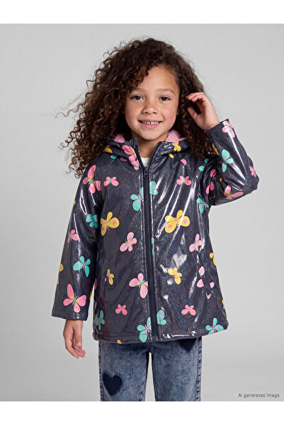 LC Waikiki Lcw Kids Navy Blue I Plush Lined Girls' Coat with Nevavm Difference