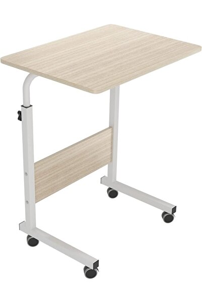 DlandHome SHOWAY Mobile Side Table 23.6 Inches w/Wheels Adjustable Movable Po...