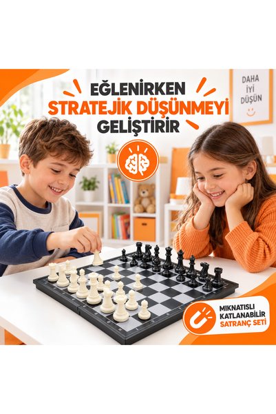 TOTTERİQ Magnetic Foldable Boxed Chess Set Children's and Adults' Intelligence Game