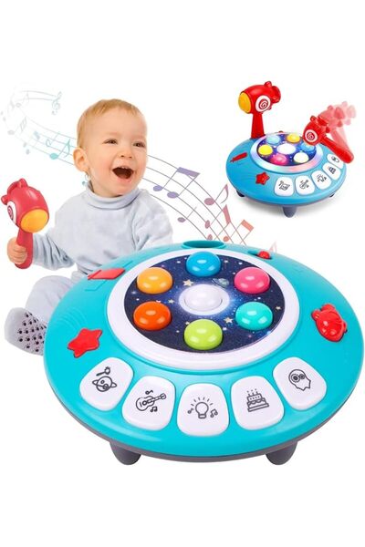 Soofam 8-in-1 Sensory Music Pounding Toy for Kids with Whack A Mole Game,Lull...