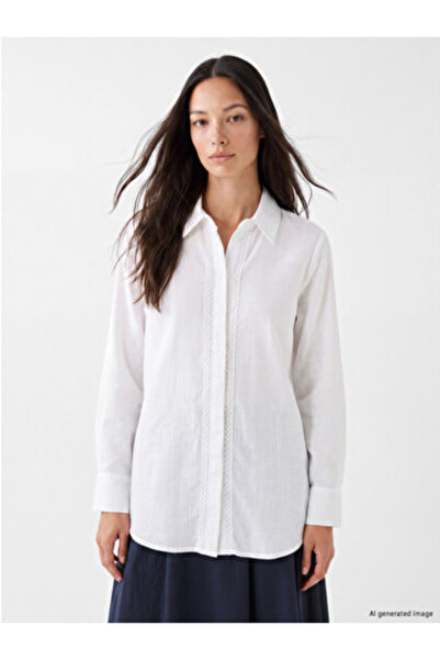LC Waikiki White Embroidered Women's Shirt Tunic