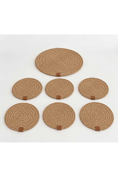 MRK Model 6 Pieces 12cm Round Jute String Coasters Service Lux Presentation C...