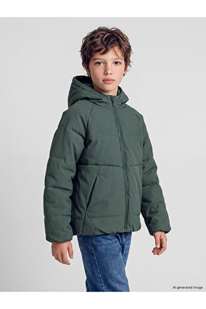 LC Waikiki Vizyon New Season Green Water Repellent Boys' Inflatable Jacket