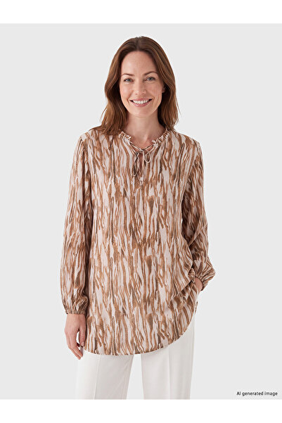 LC Waikiki Nevavm Brown Patterned Standard & Regular Women's Tunic with a Dif...