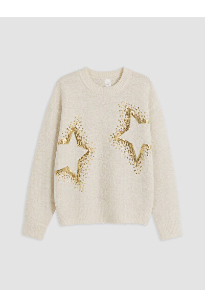 LC Waikiki Two Mt Shop Quality Lcw Kids Ecru Knitwear Embroidered Oval Collar...
