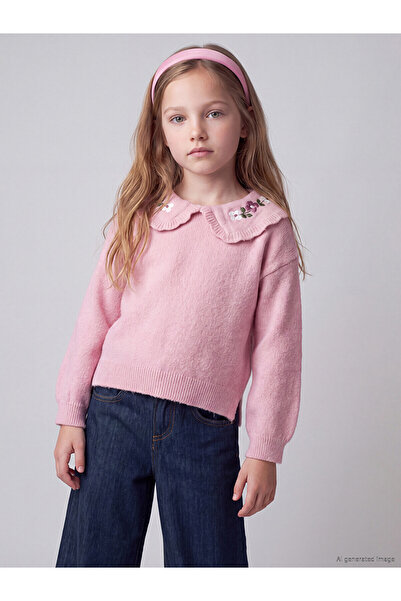 LC Waikiki Two Mt Shop Quality Lcw Kids Lilac Baby Collar Floral Girls' Knitw...