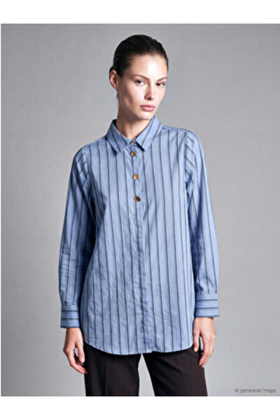 LC Waikiki Blue Striped Women's Shirt Tunic