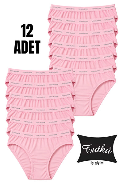 Tutku Kadın 12’li Toz Pembe Pamuklu Likralı Bikini Külot