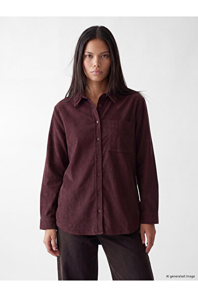LC Waikiki Nevavm Lcw Modest Burgundy Women's Shirt Tunic with a Difference